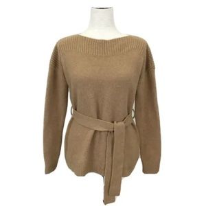 Madewell, Boatneck, Tie Waist, Pullover Sweater, Size Small, Tan Wool Blend $98
